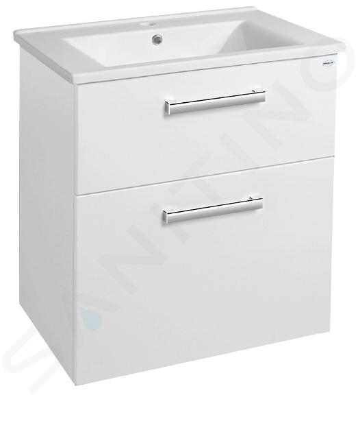 Aqualine Vega - Mobiletto da lavabo 62x73x44 cm, 2 cassetti, bianco VG063