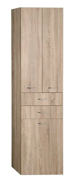 Aqualine Keramia Fresh - ZOJA visoki ormar s košarom, 50x184x29 cm, hrast platina 51295
