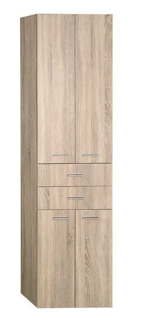 Aqualine Keramia Fresh - Vysoká skříňka ZOJA se zásuvkami, 50x184x29 cm, dub platin 51296