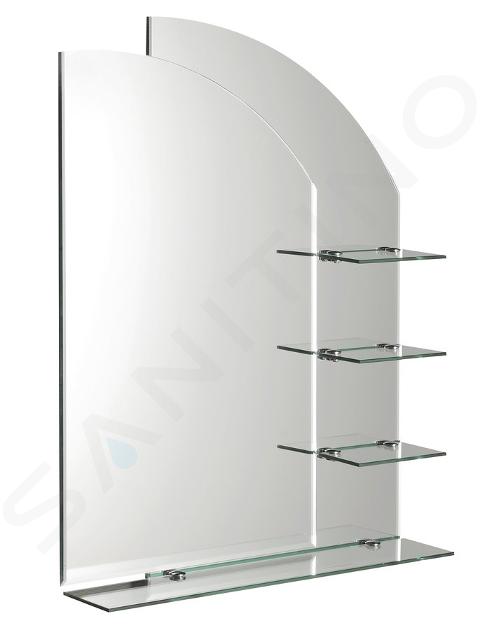 Aqualine Wega - Miroir 650x900 mm, arrondi, avec étagères 65028