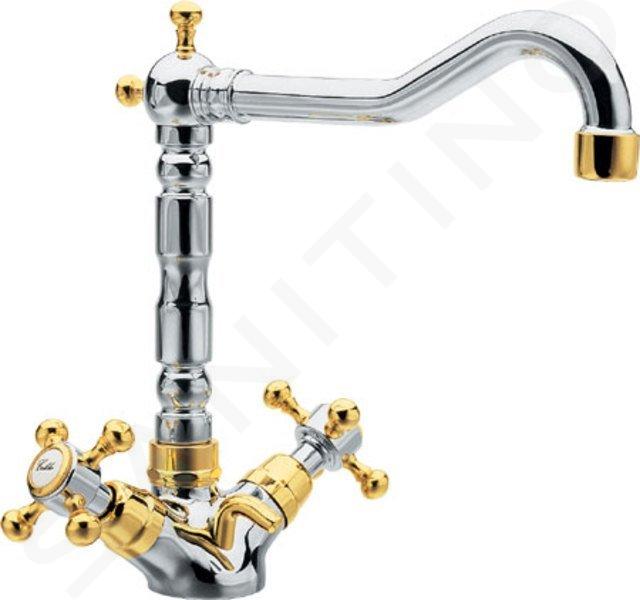 Sapho Reitano Rubinetteria Antea - Mélangeur lavabo avec bec, chrome/or 3372