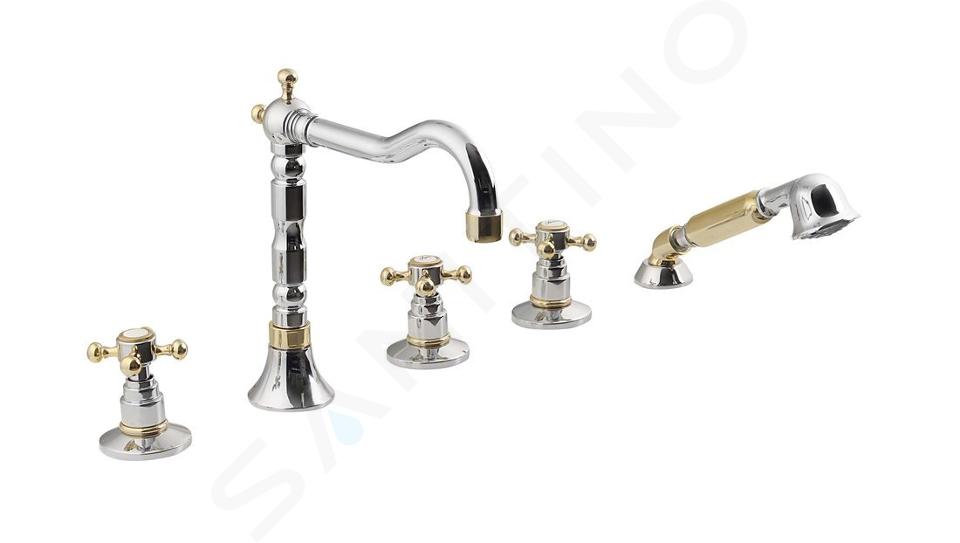 Sapho Reitano Rubinetteria Antea - Set bordovasca, montaggio a 5 fori, cromo/oro 3882