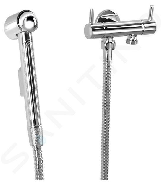 Sapho Bidet - Douchette de bidet avec robinet double pour raccord d'eau réservoir, chrome 1209-04