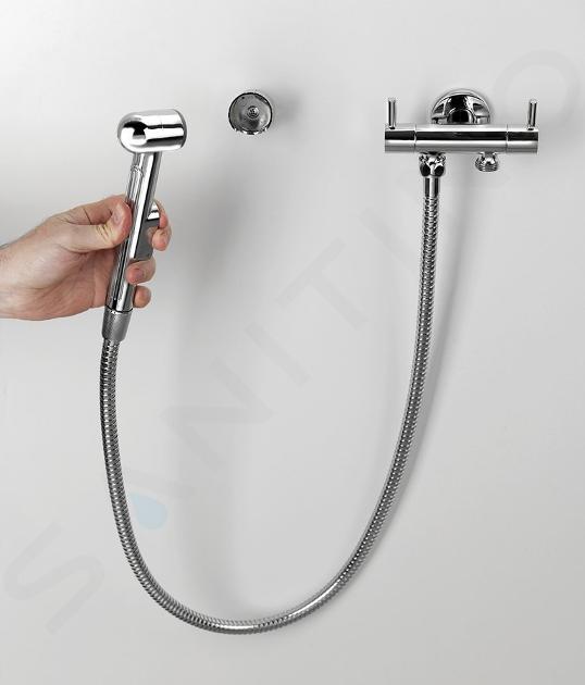 Sapho Bidet - Doccetta bidet con doppia valvola per il collegamento  dell'acqua alla cassetta WC, cromo 1209-04