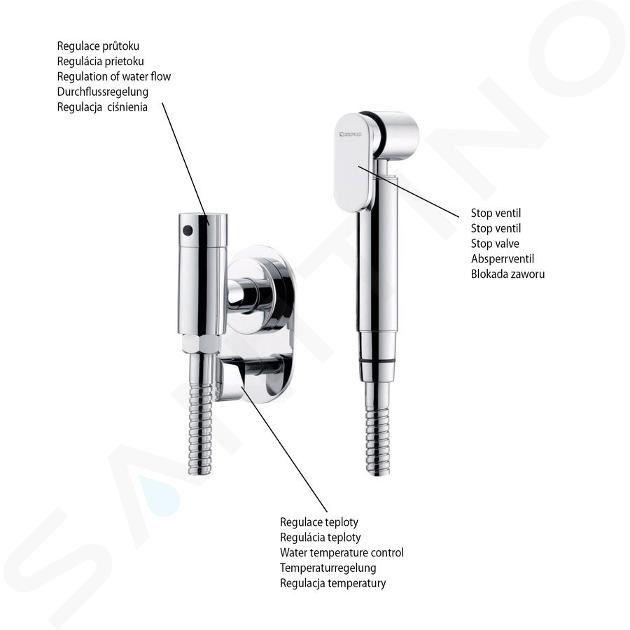 Sapho Bidet - Douchette de bidet avec robinet double pour raccord d'eau  réservoir, chrome 1209-04