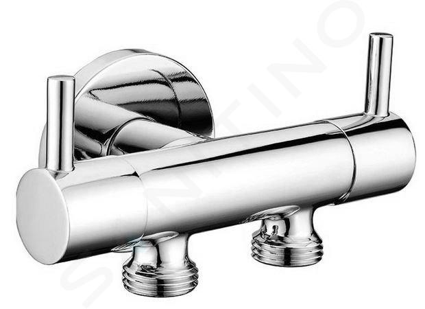 Sapho Príslušenstvo - Dvojventil na napojenie bidetovej spŕšky a WC, chróm 1209-04-B