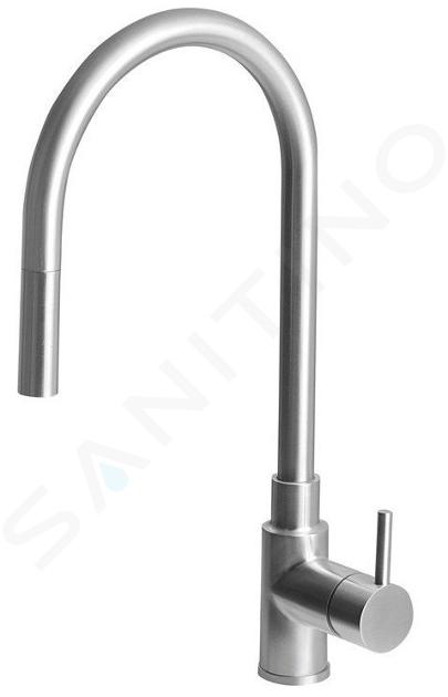 Sapho Duna - Miscelatore monocomando per lavabo con doccia estraibile, acciaio inox DU015