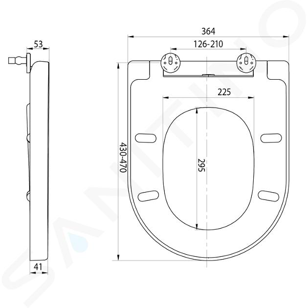 Abattant WC lunette de toilette Senzano, Forme en D, Fermeture douce, amovible, antibactérien, en Duroplast et inox