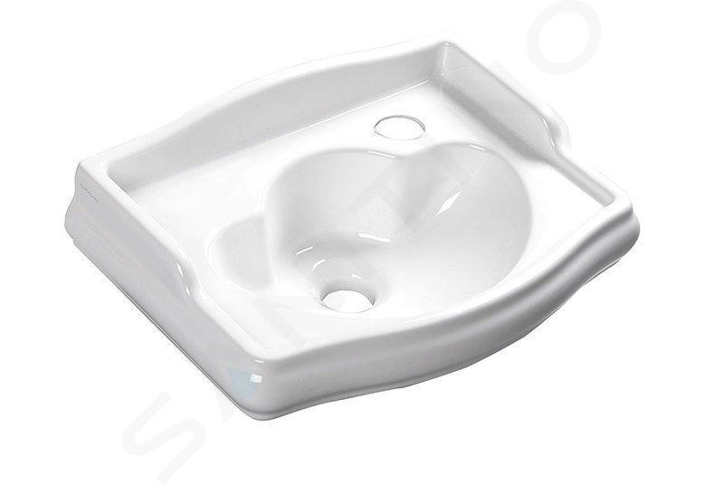 Sapho Kerasan Retro - Lavamani in ceramica 410x300 mm, foro per miscelatore a destra, senza troppopieno, bianco 103301DX