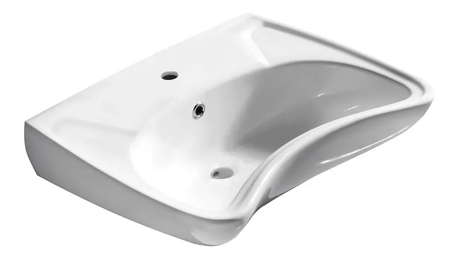 Sapho Disabled - Waschbecken 60 x 46 cm, barrierefrei, mit Überlauf, 1 Hahnloch, Weiß 10TP60060