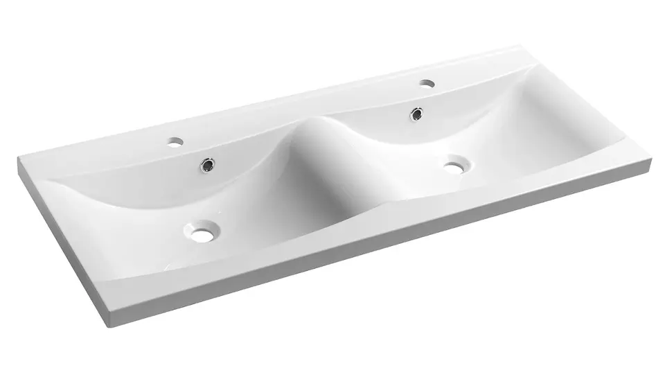 Sapho Lucia - Dubbele wastafel 120x48 cm, met 2 kraangaten, wit 50122