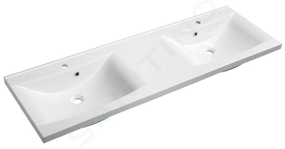 Sapho Lucia - Meuble double vasque 1500x480 mm, avec trop-plein et 2 trous pour la robinetterie, blanc 50154