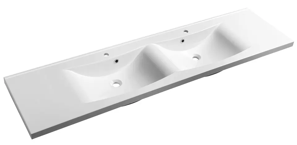 Sapho Lucia - Dvojumyvadlo 180x48 cm, se 2 otvory pro baterie, bílá 50184