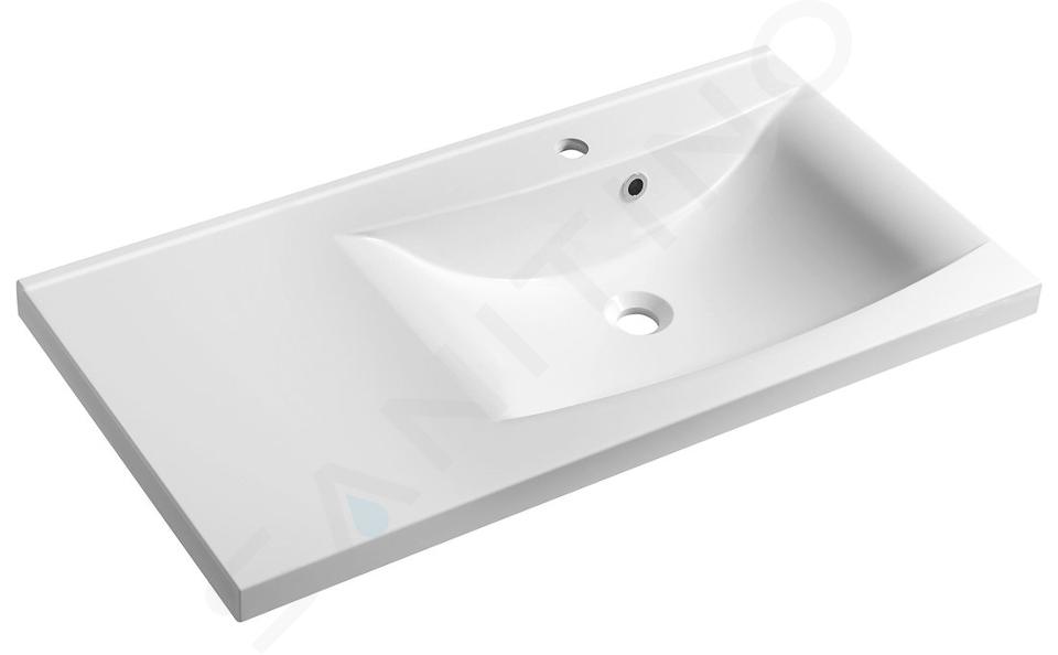 Sapho Lucia - Lavabo 90x48 cm, marbre coulé, version droite, blanc 50094