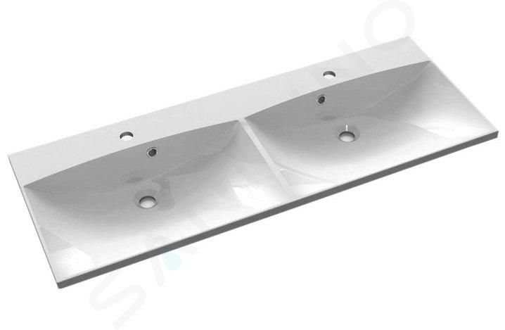 Sapho Maria - Dubbele wastafel 120x46 cm, met 2 kraangaten, wit MA120