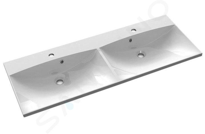 Sapho Maria - Lavabo doppio da mobile 1200x460 mm, 2 fori per miscelatore, bianco MA120