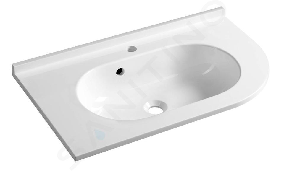 Sapho Pulse - Lavabo de esquina, 75x45 cm, con rebosadero, orificio para grifo, variante izquierda,blanco BM752