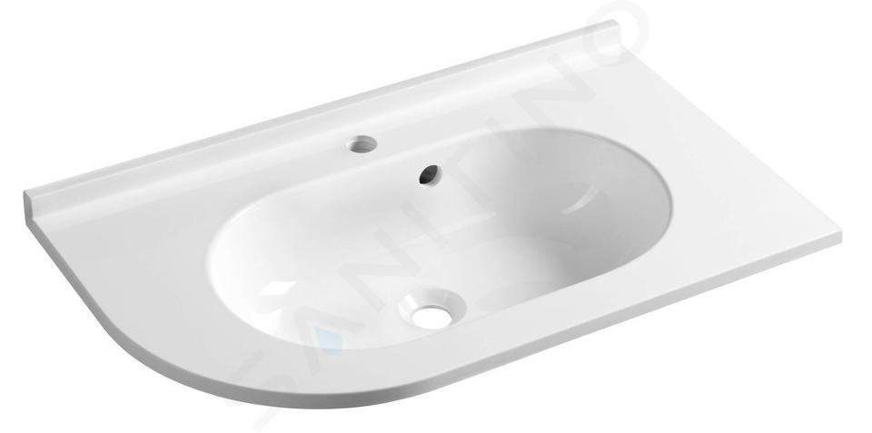 Sapho Pulse - Lavabo ad angolo 750x450 mm, con troppopieno, foro per miscelatore, destro, bianco BM658