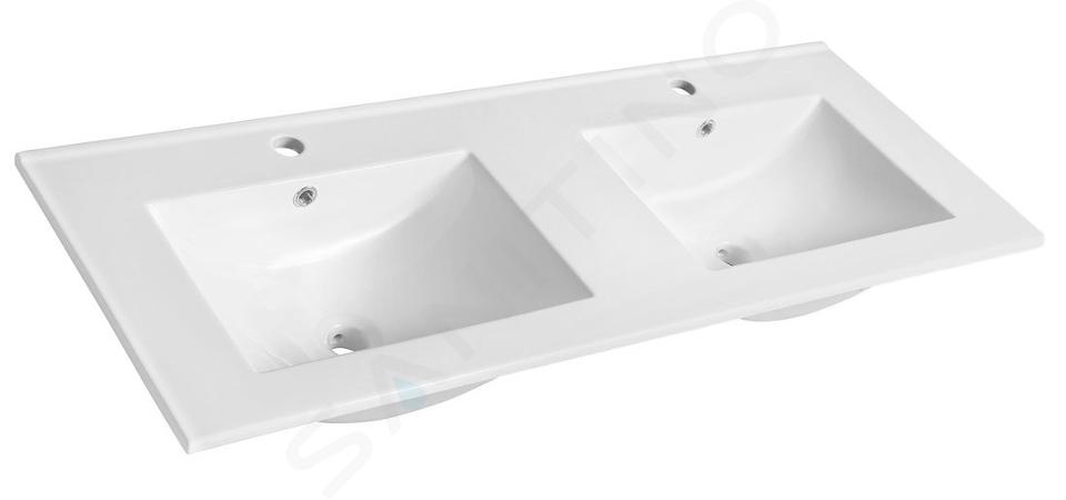 Sapho Slim - Dvojumývadlo 120x46 cm, s prepadom, 2 otvory na batérie, biela 1601-120