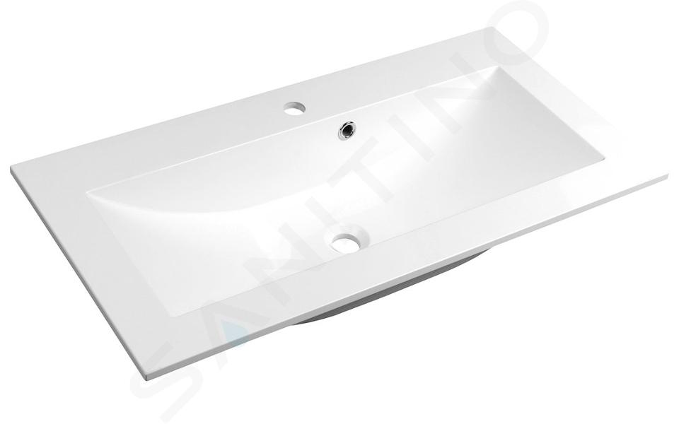 Sapho Yukon - Lavabo encastrado 900x450 mm, con rebosadero, agujero para grifo, blanco 55900