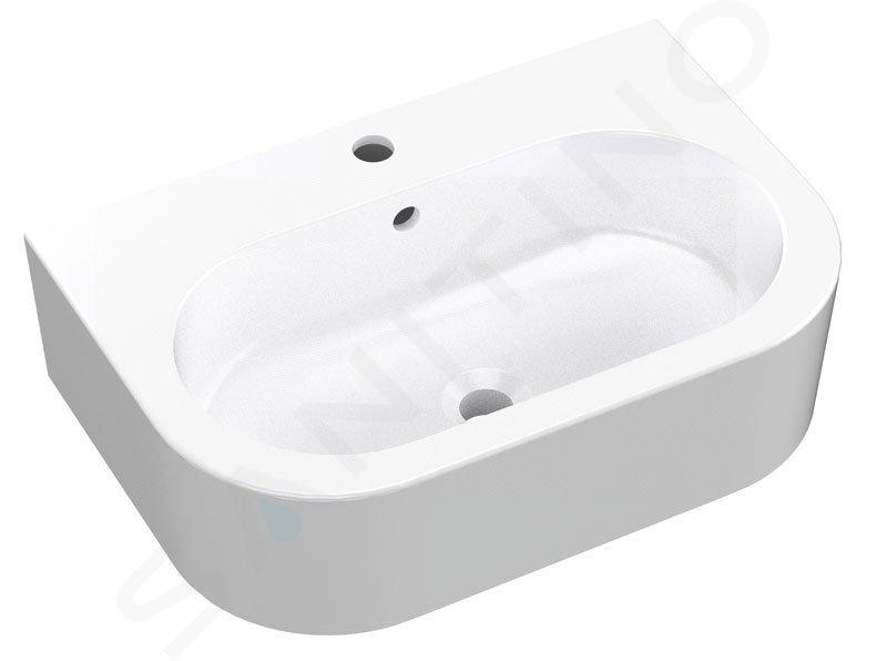 Sapho Kerasan Flo - Mosdópult, 600x420 mm, 1 csapfurattal, fehér színű 314201