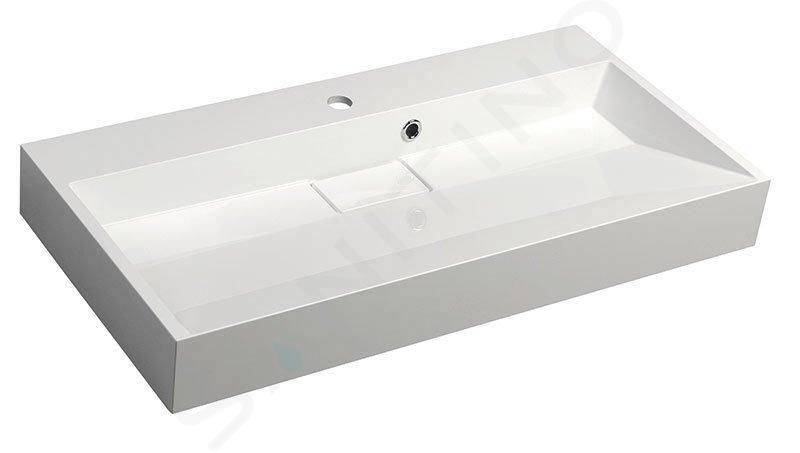 Sapho Amur - Lavabo 90x46 cm, con troppopieno e foro per miscelatore, bianco 55032