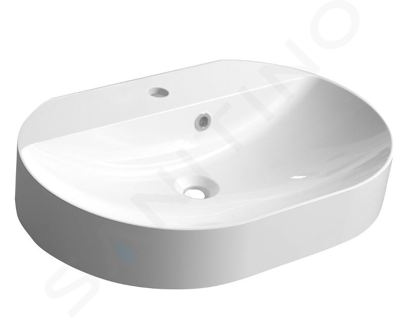 Sapho Helen - Lavabo 632x434 mm, con troppopieno, foro per miscelatore, bianco HE063