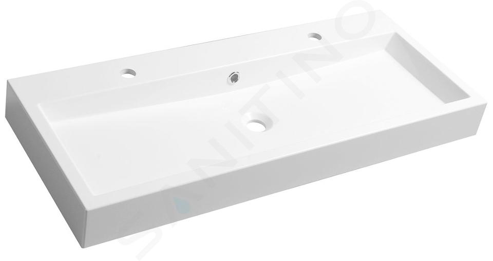 Sapho Orinoko - Lavabo 1000x420 mm, 2 trous pour robinet, marbre coulé, blanc OR101