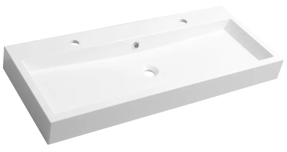 Sapho Orinoko - Double washbasin 100x42 cm, with overflow, tap holes, white OR101