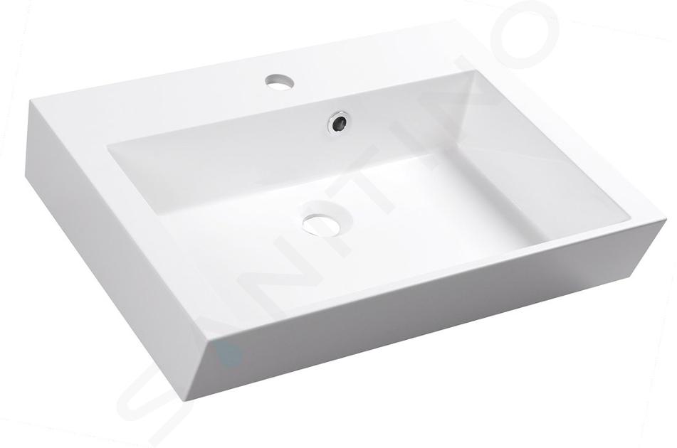 Sapho Orinoko - Lavabo 600x450 mm, marbre coulé, blanc OR060