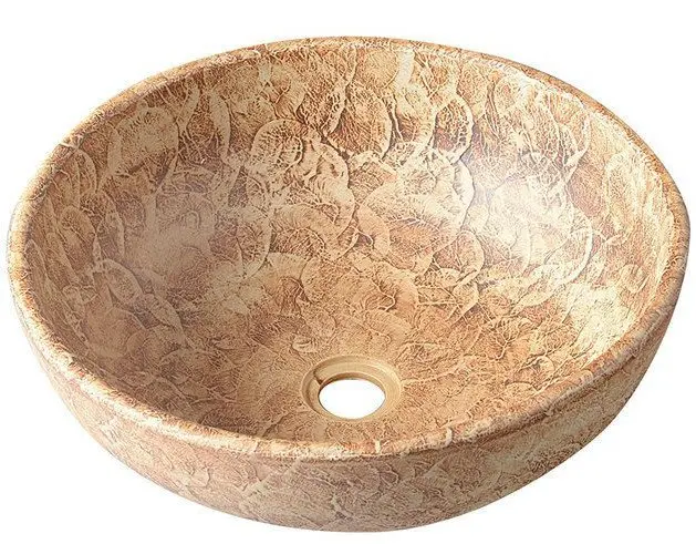 Sapho Priori - Umyvadlová mísa, průměr 41 cm, bez přepadu, hnědá se vzorem PI010