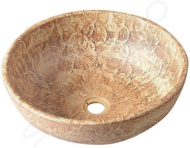 Sapho Priori - Lavabo en céramique, diamètre 42 cm, marron avec motif PI010