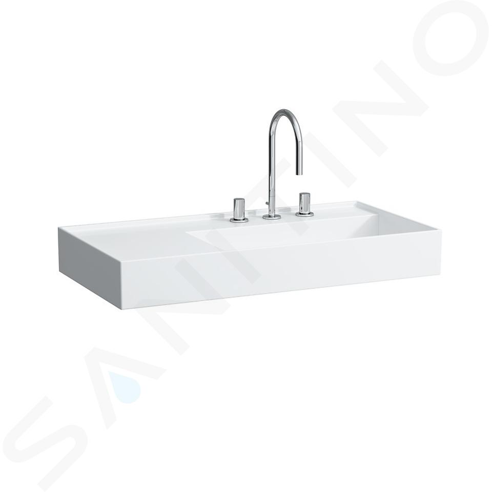 Laufen Kartell - Lavabo 90x46 cm, avec 3 trous pour robinetterie, SaphirKeramik, blanc H8103390001581