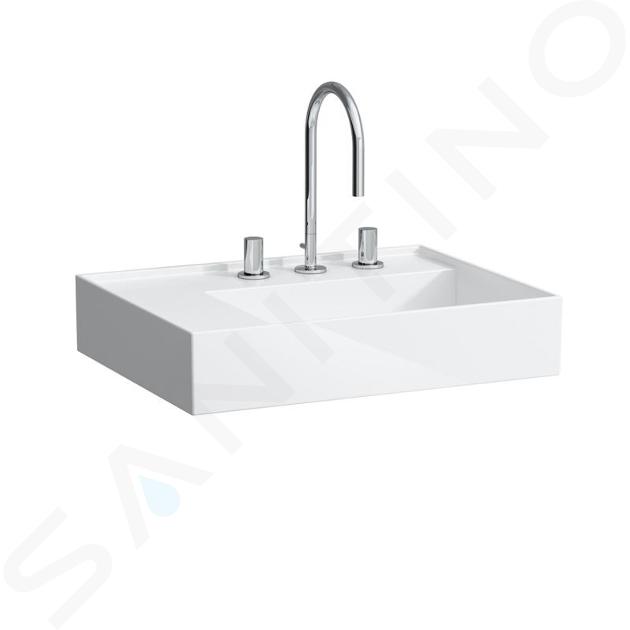 Laufen Kartell - Mosdókagyló 600x460 mm, 3 lyukkal keverőhöz, SaphirKeramik, LCC-vel, fehér színben H8103354001581