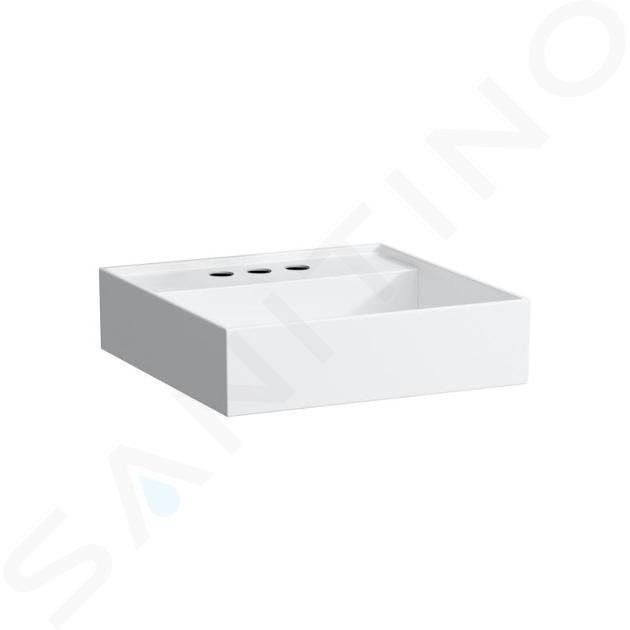 Laufen Kartell - Lavabo sobre encimera 460x460 mm, con 3 agujeros para grifo, blanco H8153310001581