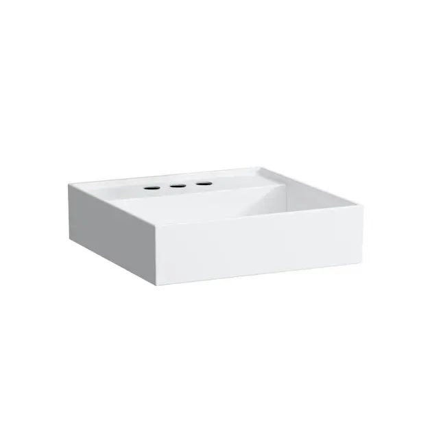 Laufen Kartell - Lavoar pentru blat 460x460 mm, cu 3 orificii pentru baterie, cu LCC, alb H8153314001581