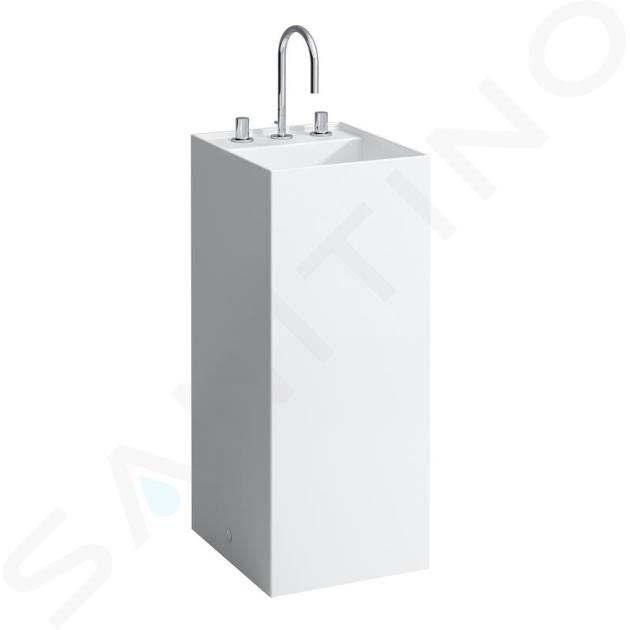 Laufen Kartell - Voľne stojacie umývadlo, 375 mm x 435 mm, biela – s 3 otvormi na batériu, bez prepadu H8113310001581