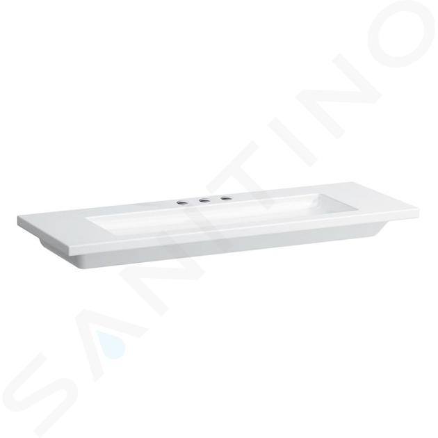 Laufen Living - Lavabo per mobili 130x48 cm, con 3 fori per rubinetto, bianco H8164360001581