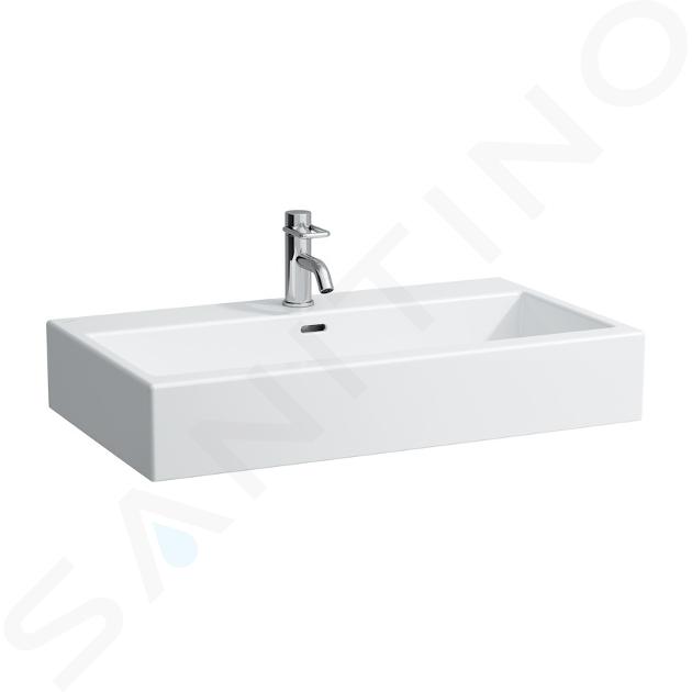 Laufen Living - Mosdókagyló pultra, 800x460 mm, csapfurat nélkül, fehér H8174370001091