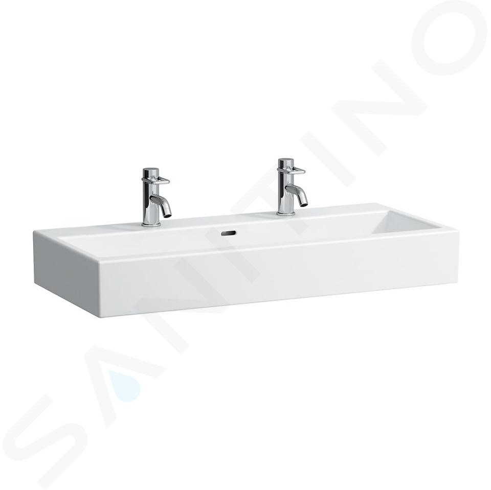 Laufen Living - Lavello doppio per mobili 100x46 cm, con 2 fori per batteria, bianco H8184370001071