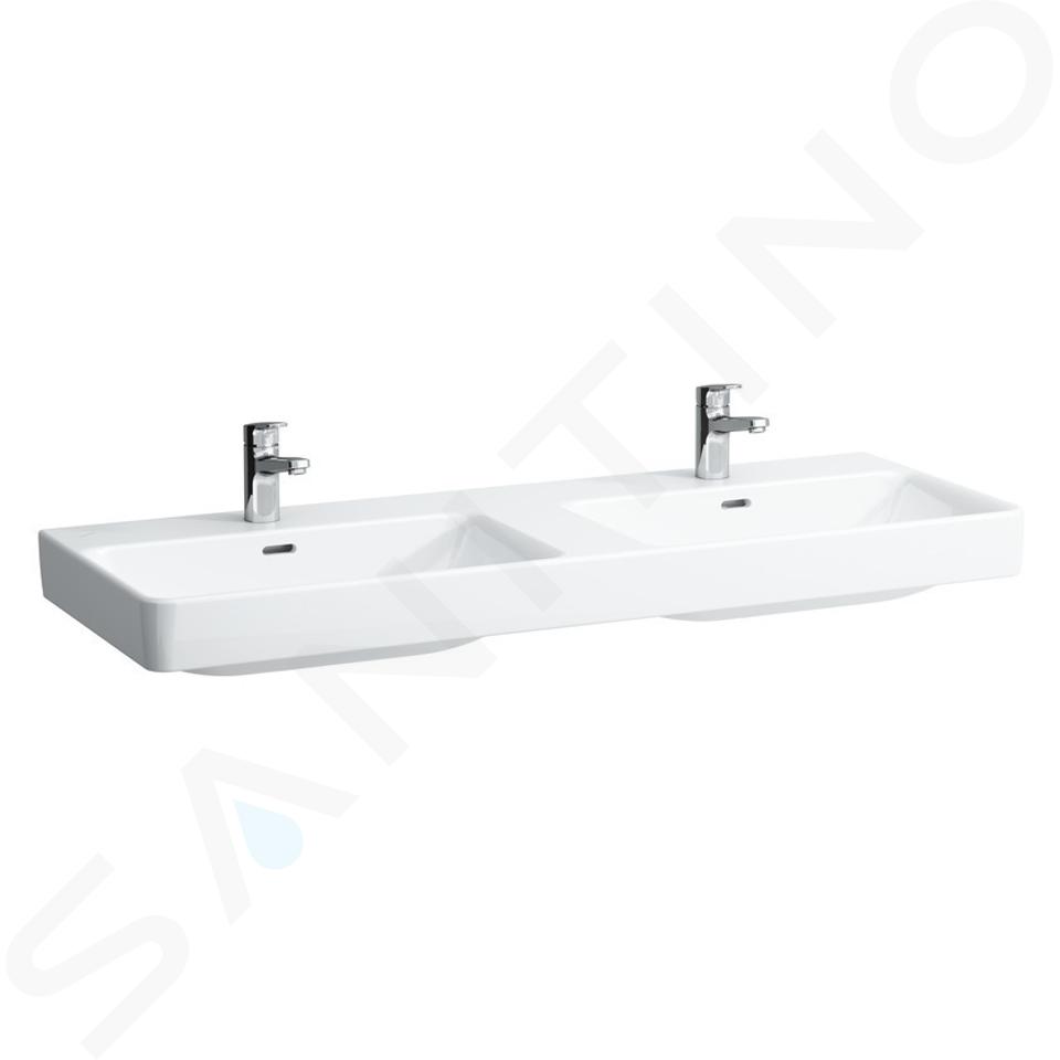 Laufen Pro S - Double-lavabo 130x46 cm, 2 trous pour robinetterie, blanc H8149680001041