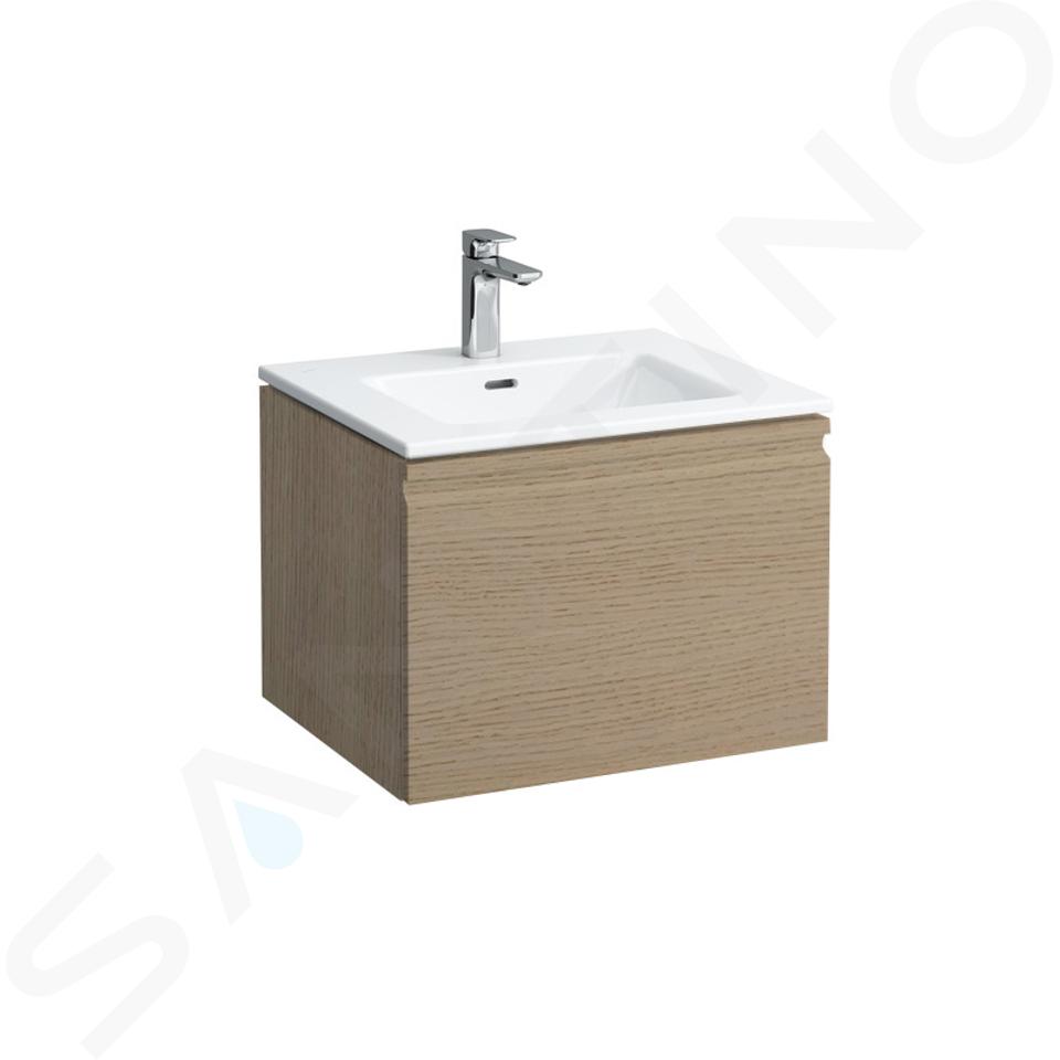 Laufen Pro S - Meuble avec lavabo, 600x500 mm, 1 tiroirs, chêne clair H8609614791041