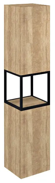 Sapho Skara - Hoge kast, 35x171x32 cm, 2 deuren, L/R, mat zwart/eiken Alabama CG010-2222