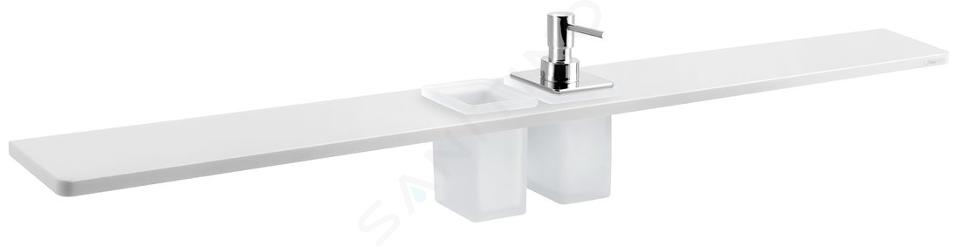 Sapho Abeline - Plankje met zeepdispenser en glazen, 100 cm, mat wit/chroom AE102-0101-02