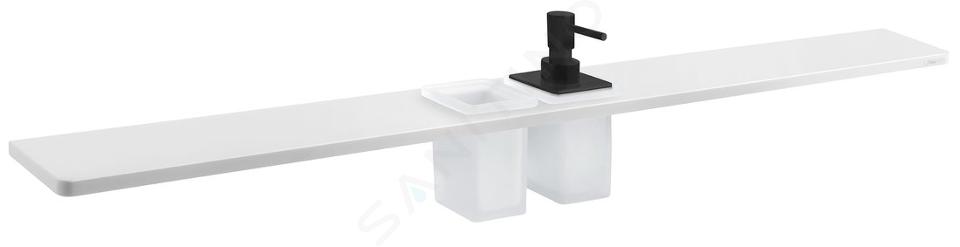 Sapho Abeline - Plancet met zeepdispenser en glazen, 100 cm, mat wit/zwart AE102-0101-03