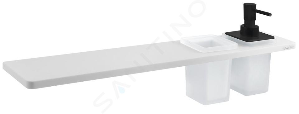 Sapho Abeline - Plancet met zeepdispenser en glazen, 50 cm, mat wit/zwart AE502-0101-03