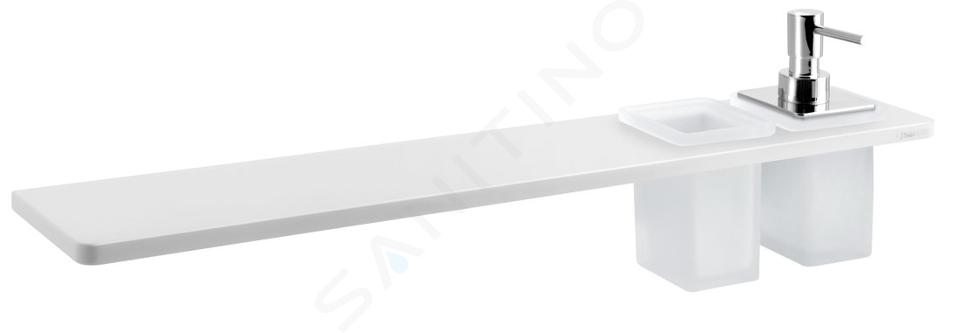 Sapho Abeline - Plankje met zeepdispenser en glazen, 60 cm, mat wit/chroom AE602-0101-02