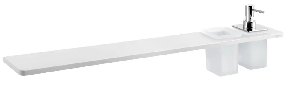 Sapho Abeline - Polička s dávkovačem a sklenkami, délka 80 cm, matná bílá/chrom AE802-0101-02