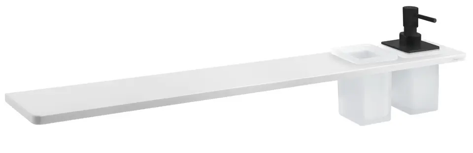 Sapho Abeline - Polička s dávkovačem a sklenkami, délka 80 cm, matná bílá/černá AE802-0101-03