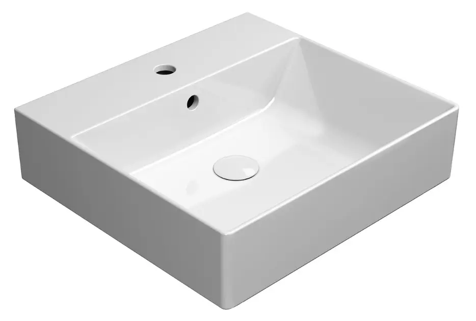 Sapho GSI Kube X - Umivaonik 50 x 47 cm, s prelivom, otvorom za slavinu, ExtraGlaze, bijeli 9430111
